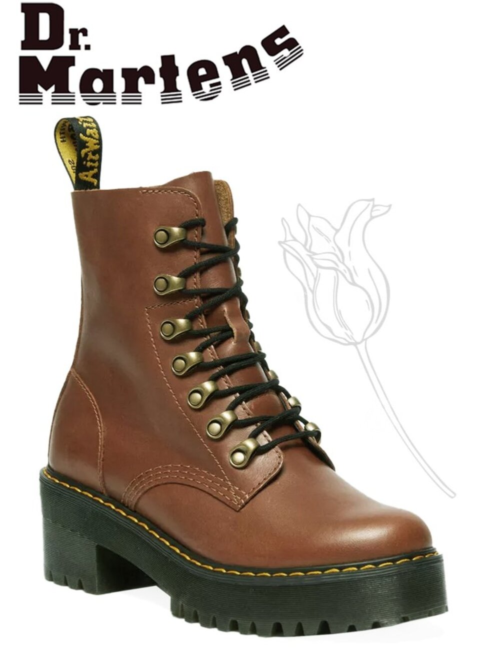 Dr. Martens Leona Farrier Leather Heeled Boots